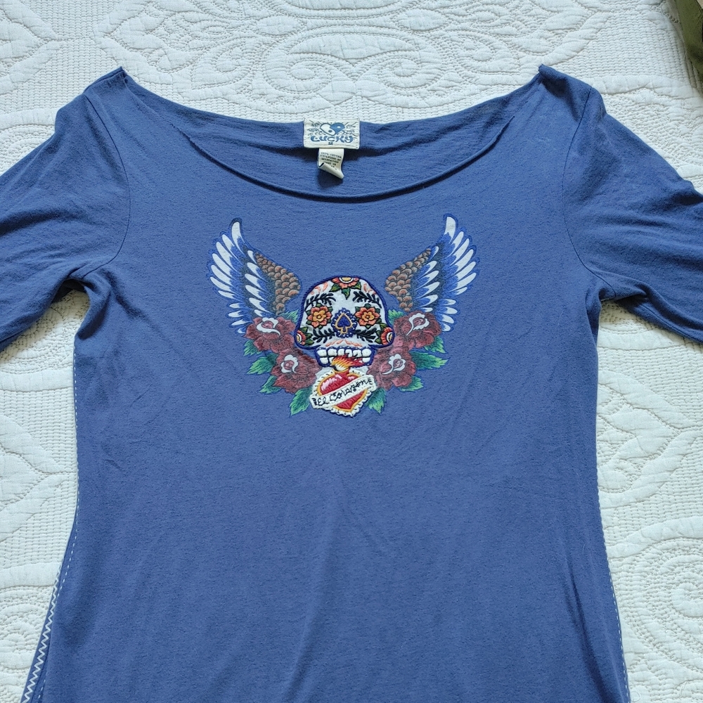 Lucky Embroidered Skull T-shirt